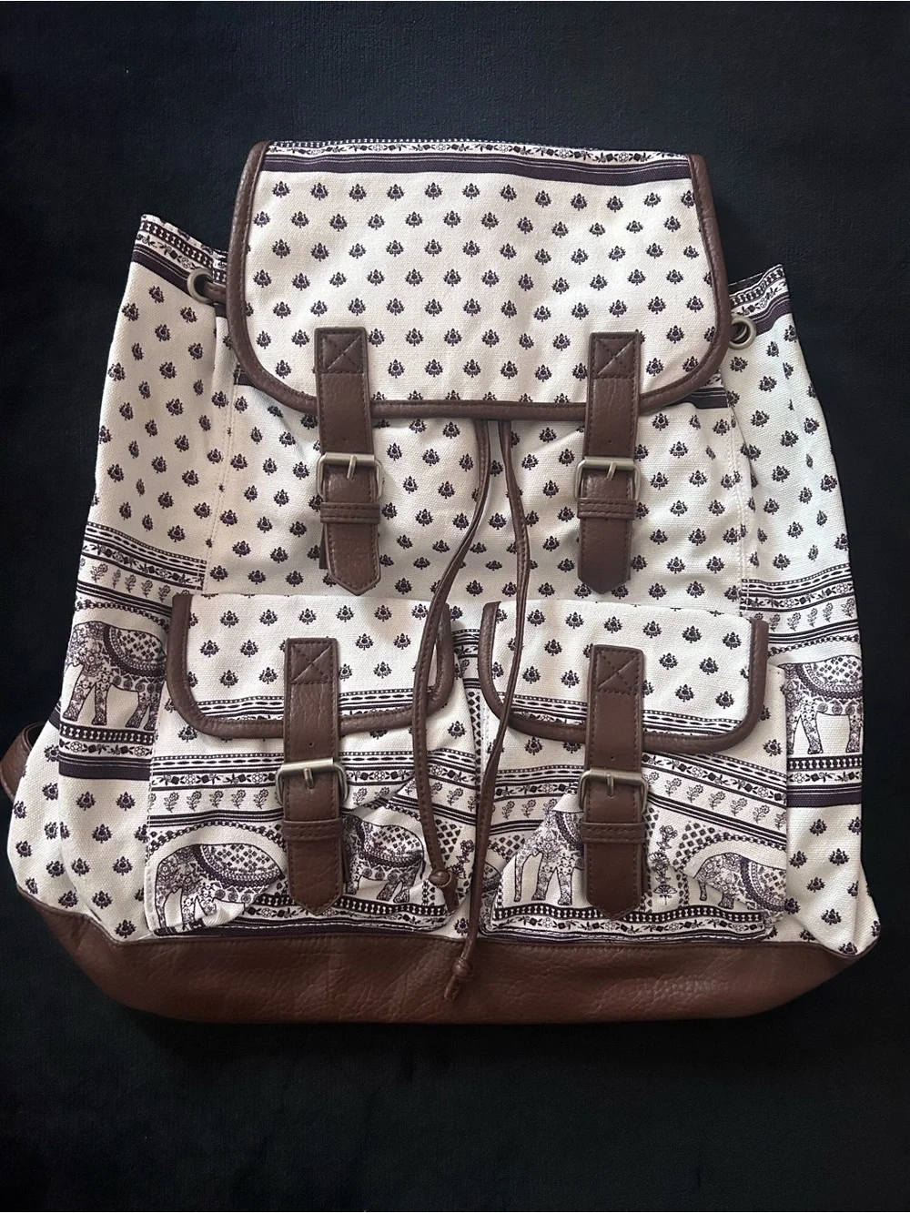 Empyre Boho Elephant Print Canvas Rucksack Backpack, Zumiez, NWT